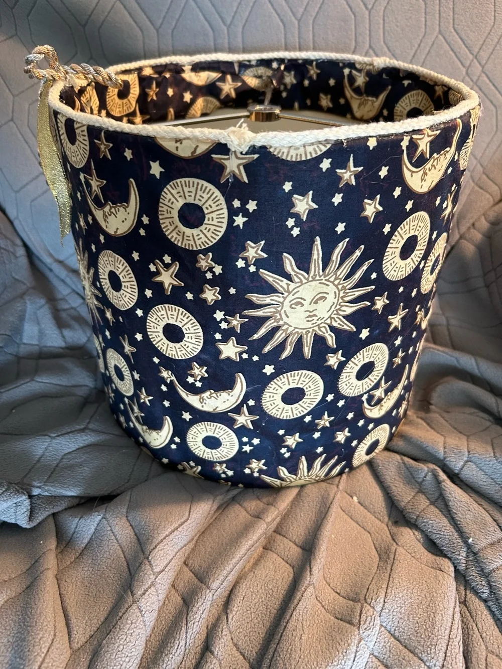 Sun & Moon Navy &Cream Lampshade- Handmade New